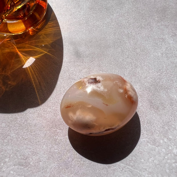 Flower Agate Palm Stone - #FLA-PS04