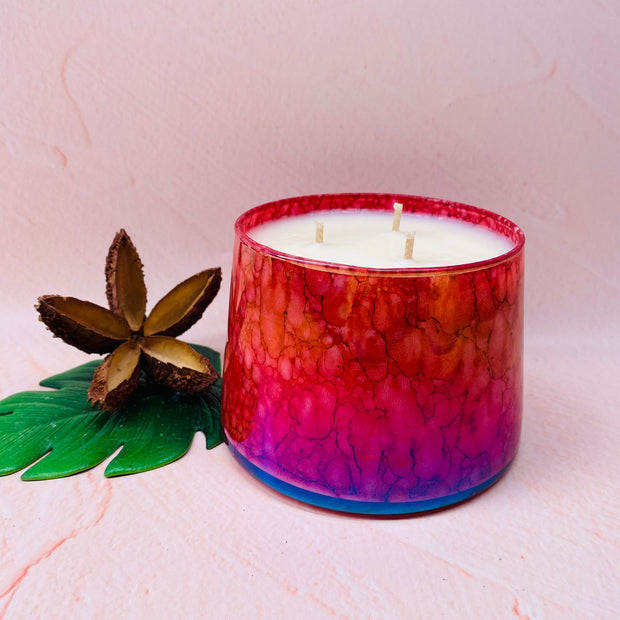 Soy Candle - Watercolour Triple Wick Red - Gardenia