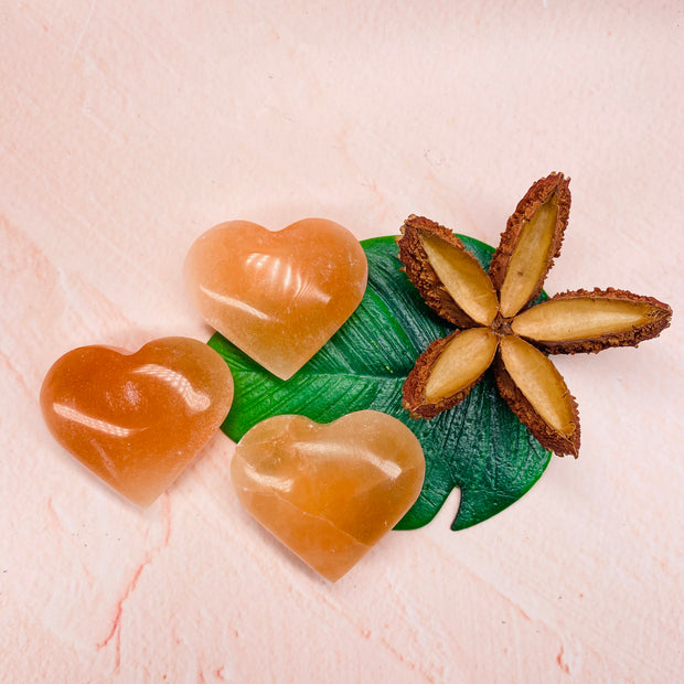 Peach Selenite Heart - Small