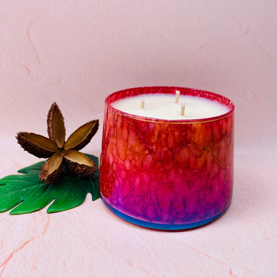 Soy Candle - Watercolour Triple Wick Red - Cucumber Ginger and Mint