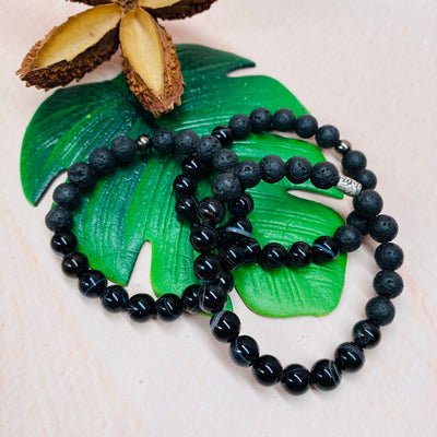 Lava Stone - Black Agate Aromatherapy Bracelet