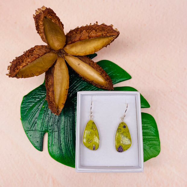 Stichtite in Serpentine Earrings - #GS8604