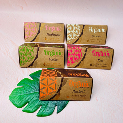 Organic Goodness Natural Incense BACKFLOW Cones - Mixed 18 pack