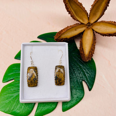 Gold Fleck Obsidian Earrings - #GS9644