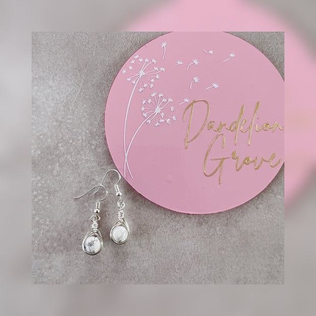 Howlite Wire Wrapped Earrings - #DG-HOW01