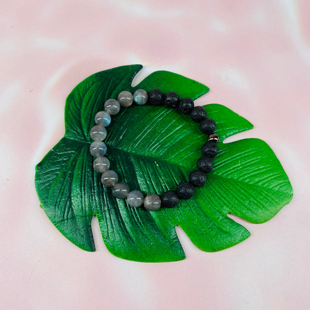 Lava Stone - Labradorite - Aromatherapy Bracelet