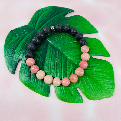 Lava Stone - Rhodonite - Aromatherapy Bracelet