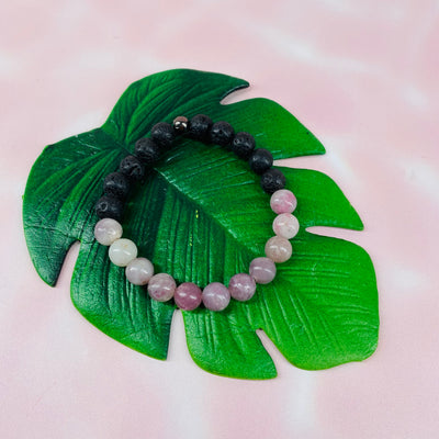 Lava Stone - Pink Tourmaline - Aromatherapy Bracelet