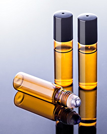 Roller Bottle 10ml Amber Glass with black lid