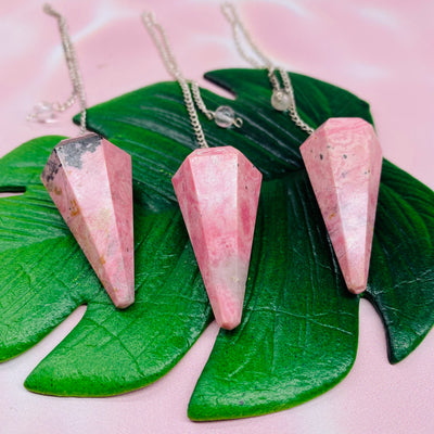 Rhodonite Faceted Pendulum