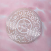 Selenite Charging Plate - Engraved Round