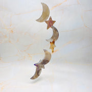 Dyed Agate Wind Chime - Moon and Stars