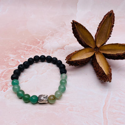 Lava Stone - Green Aventurine - Aromatherapy Bracelet