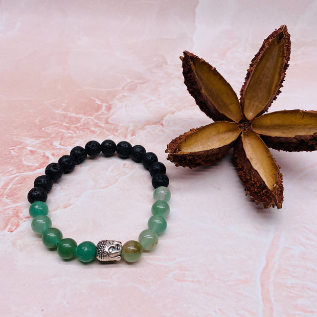 Lava Stone - Green Aventurine - Aromatherapy Bracelet