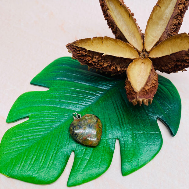 Unakite - Small Heart - Pendant