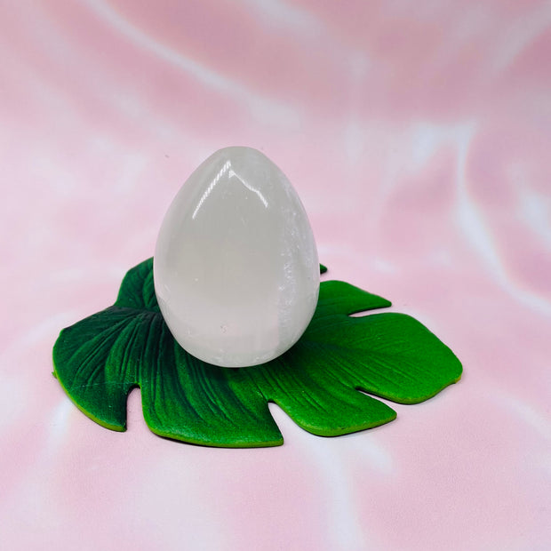 White Selenite Egg with Cut Base