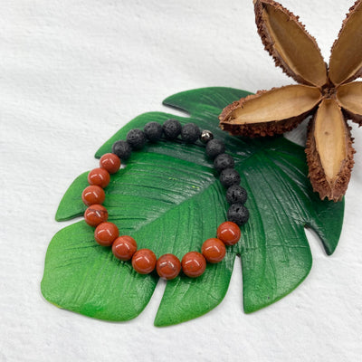 Lava Stone - Red Jasper - Aromatherapy Bracelet