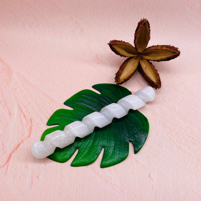Selenite Twisted Wand